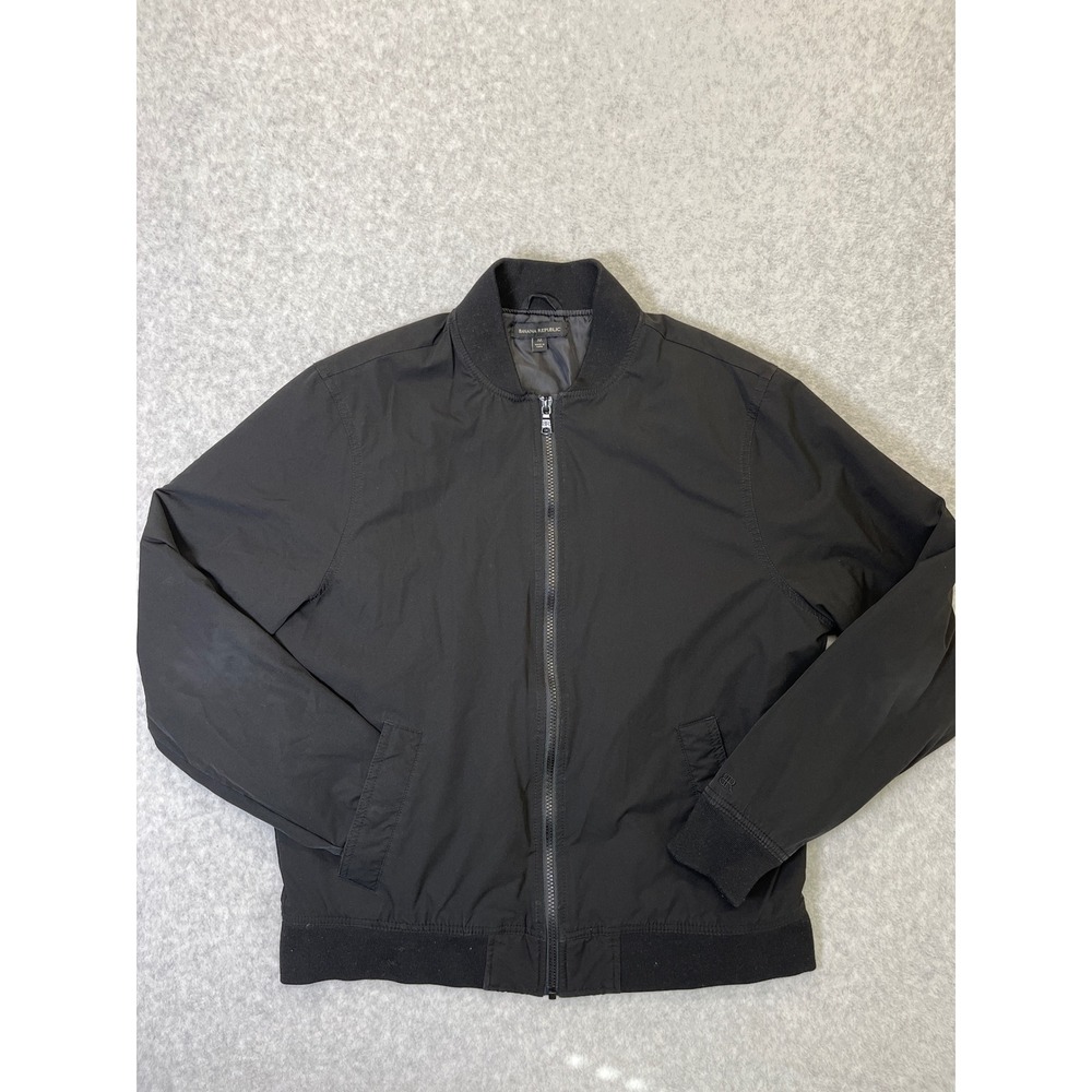 Banana Republic Mens Streetwear Black Full Zip Bomber Jacket Medium Insulated